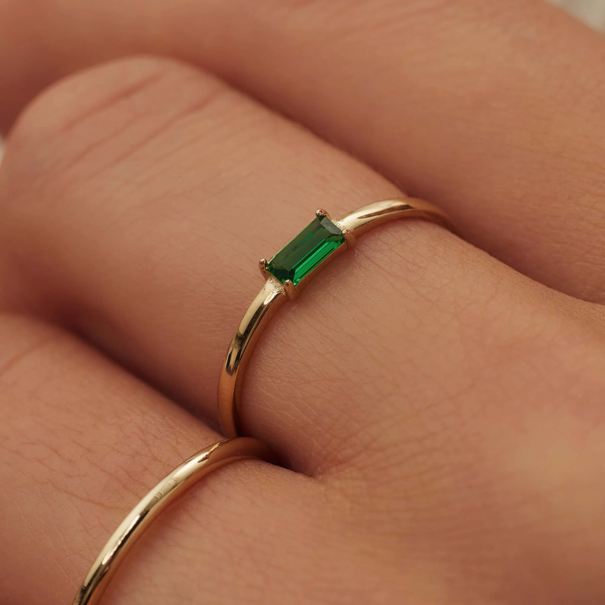 Baguette Vere 14 karat gold ring with zirconia stone - Image 2