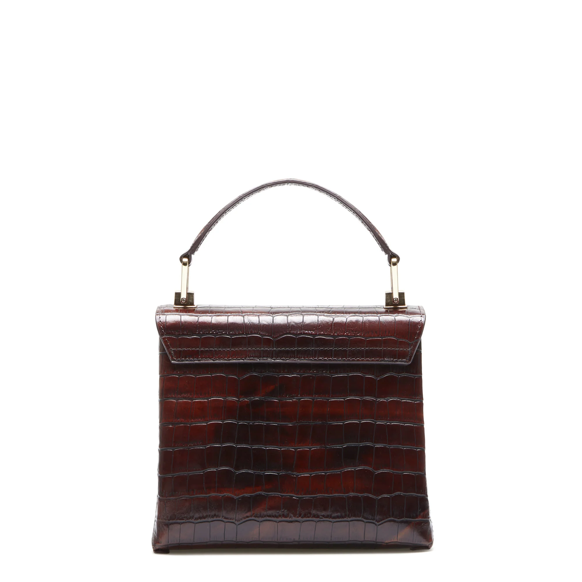 Femme Forte Heline croco brown calfskin leather handbag - Image 7
