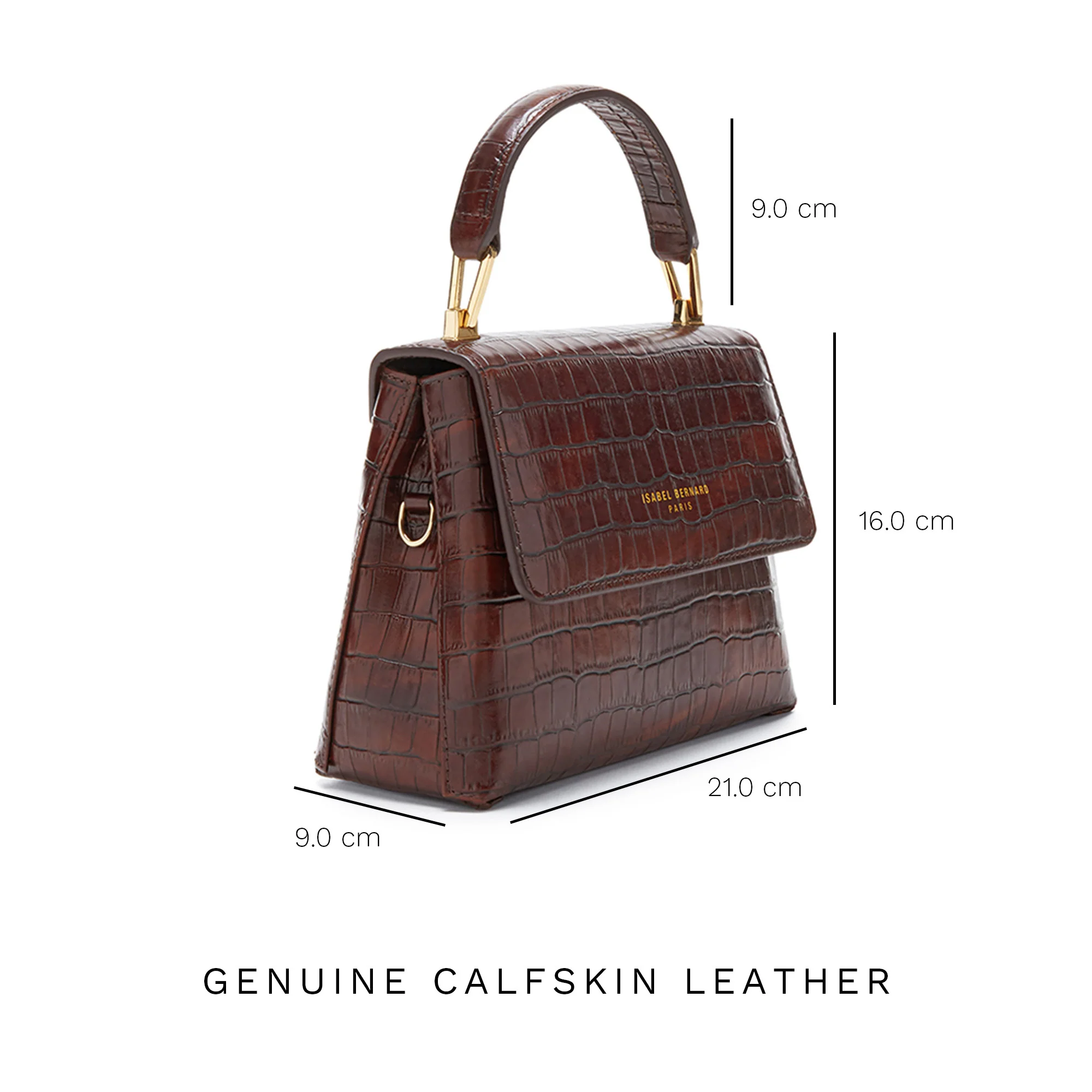 Femme Forte Heline croco brown calfskin leather handbag - Image 9