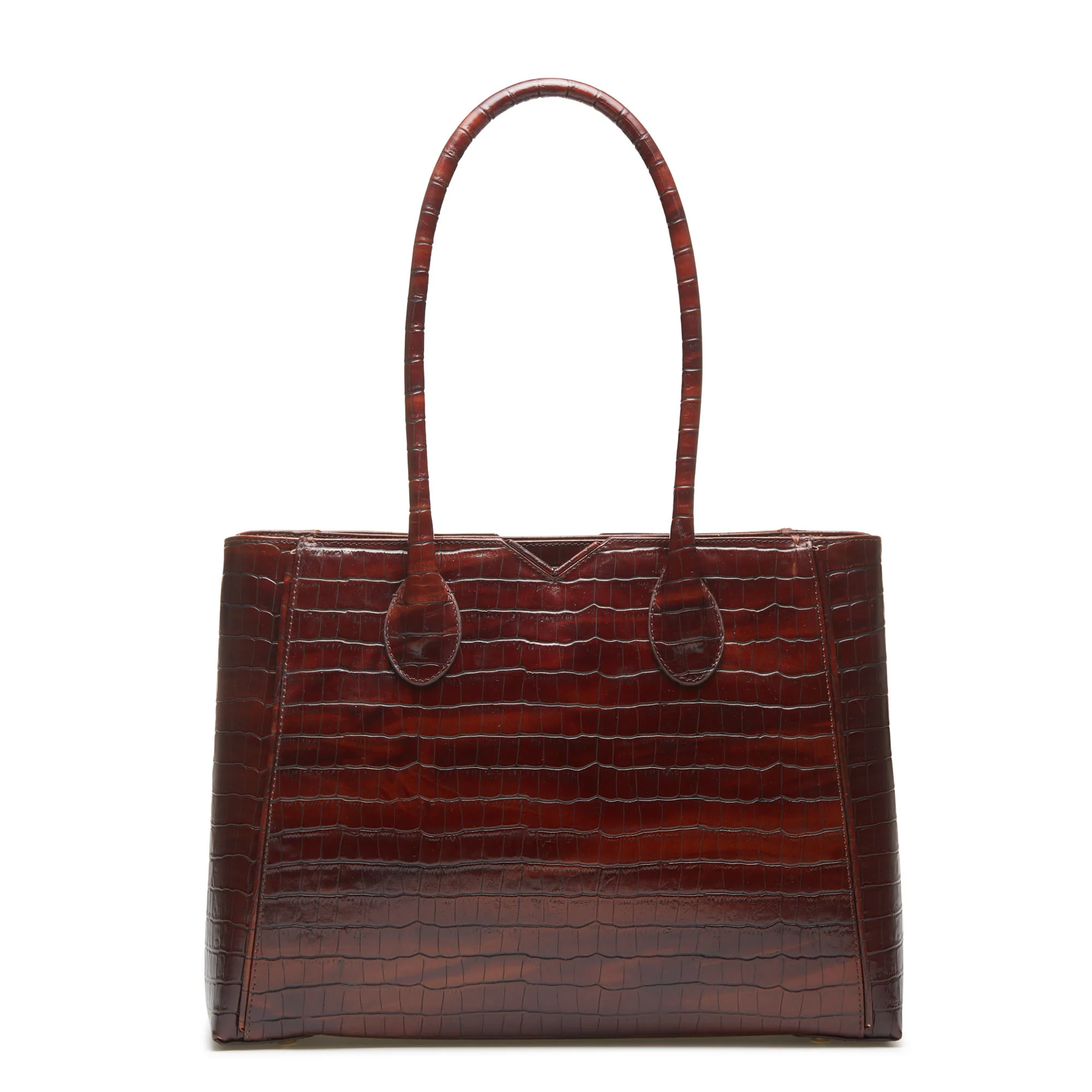 Honoré Cloe croco brown calfskin leather handbag - Image 5