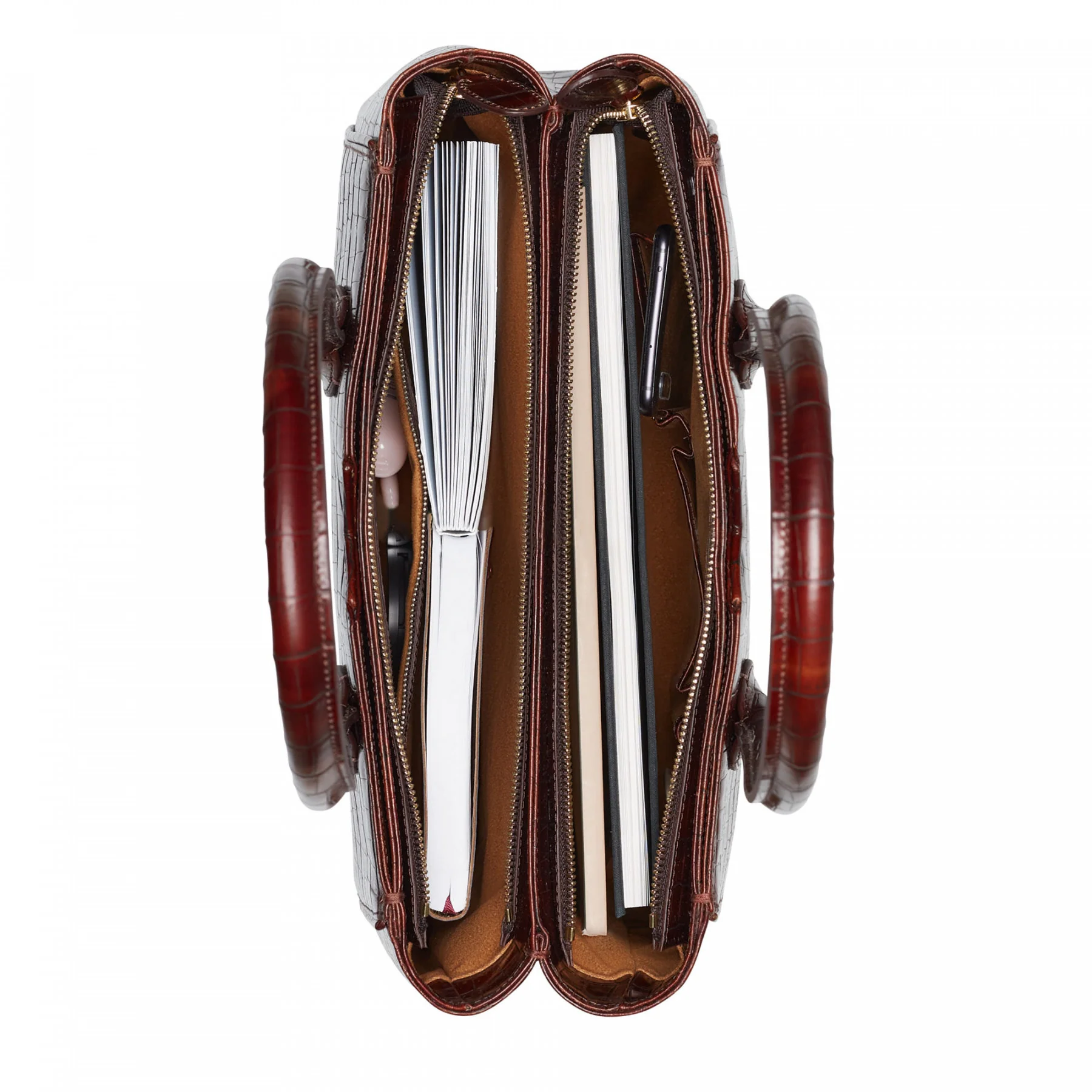 Honoré Cloe croco brown calfskin leather handbag - Image 7