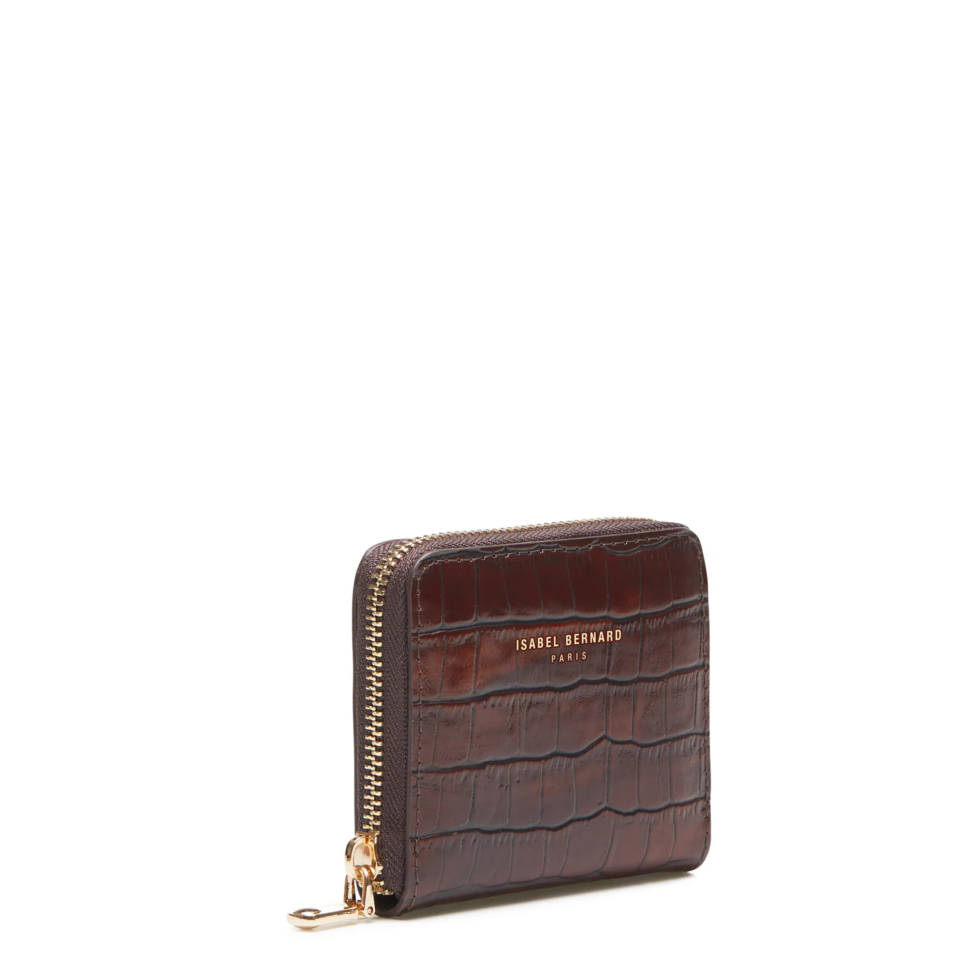 Honoré Jules croco brown calfskin leather zipper wallet - Image 4