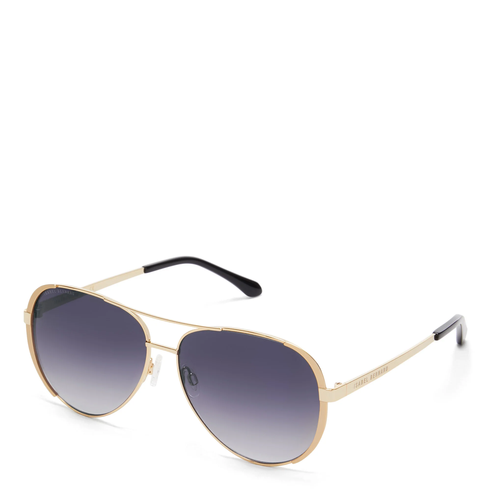 La Villette Ruby gold coloured aviator sunglasses with black lenses
