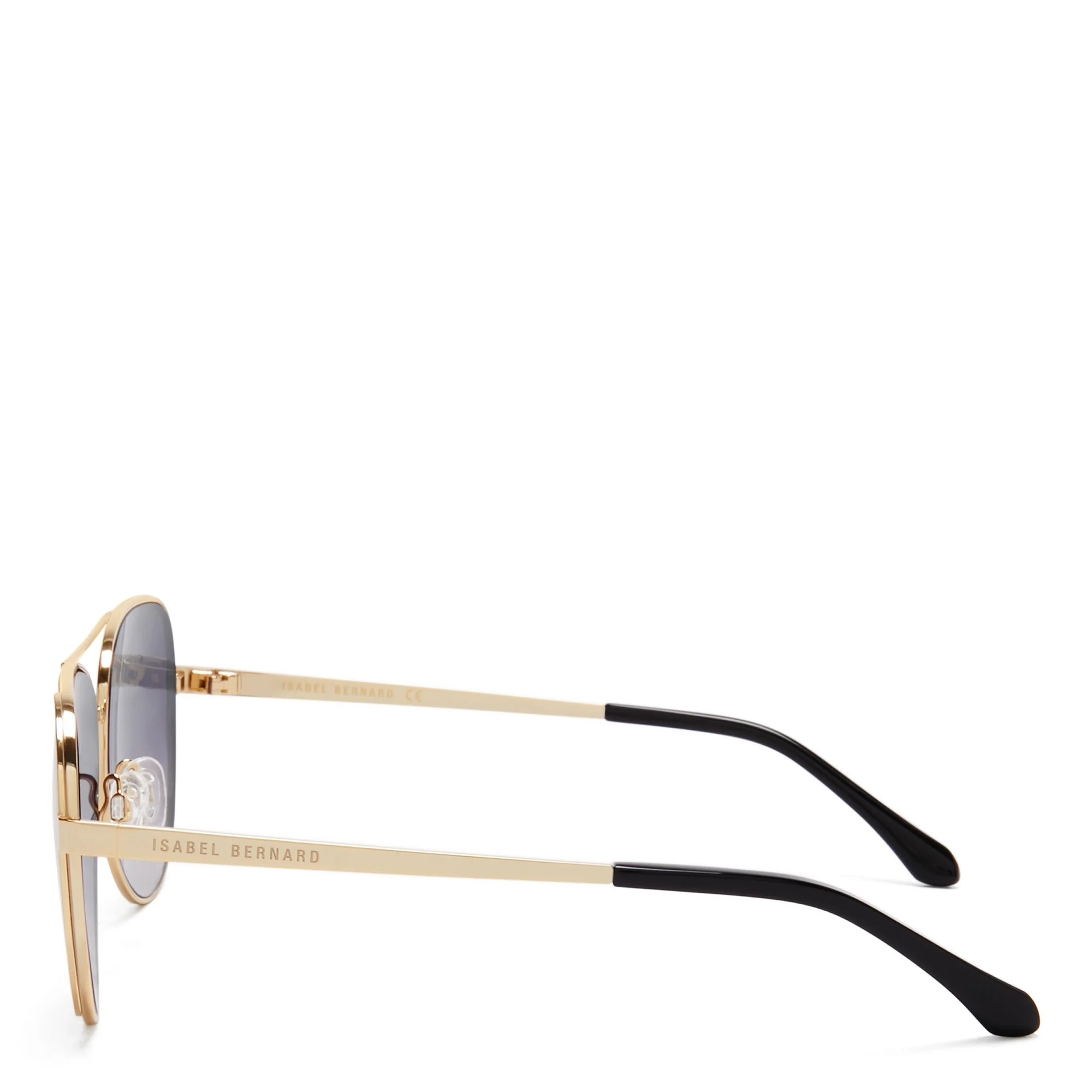La Villette Ruby gold coloured aviator sunglasses with black lenses - Image 5