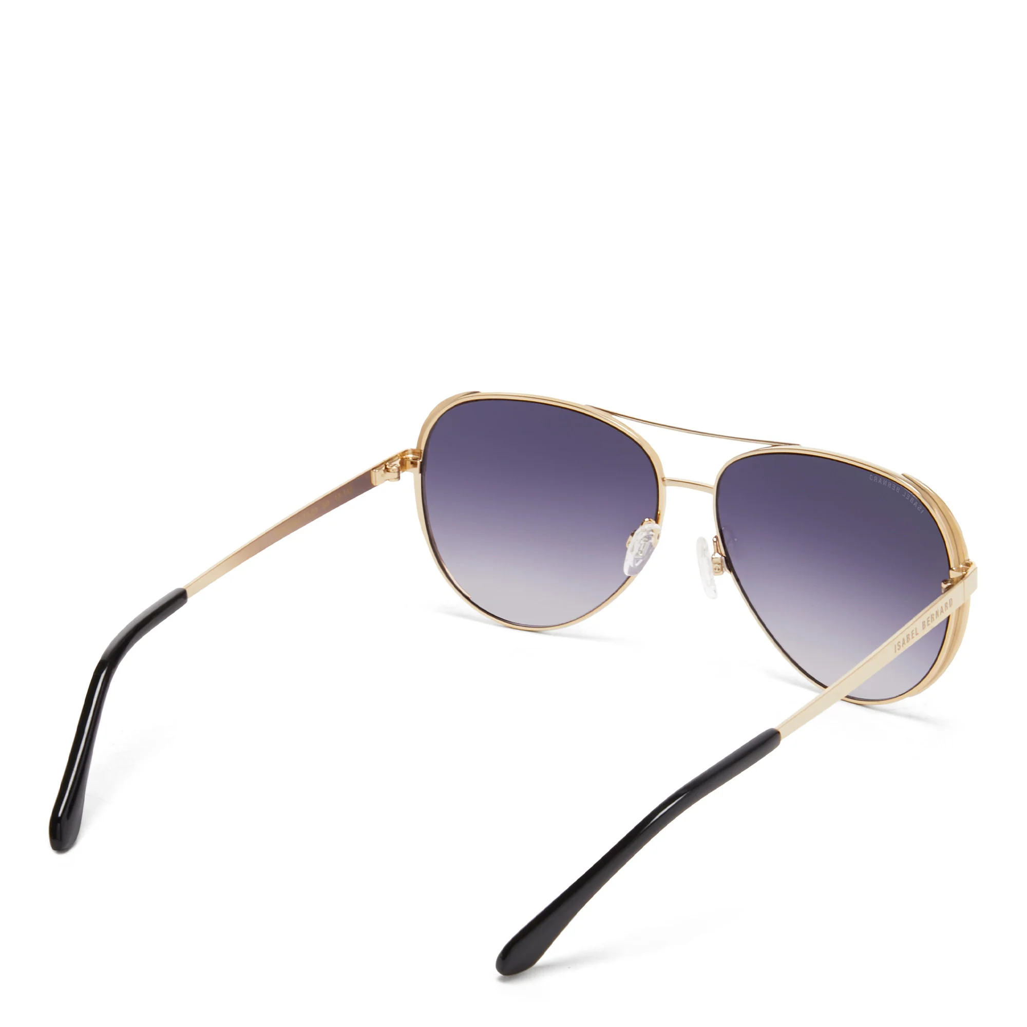 La Villette Ruby gold coloured aviator sunglasses with black lenses - Image 6