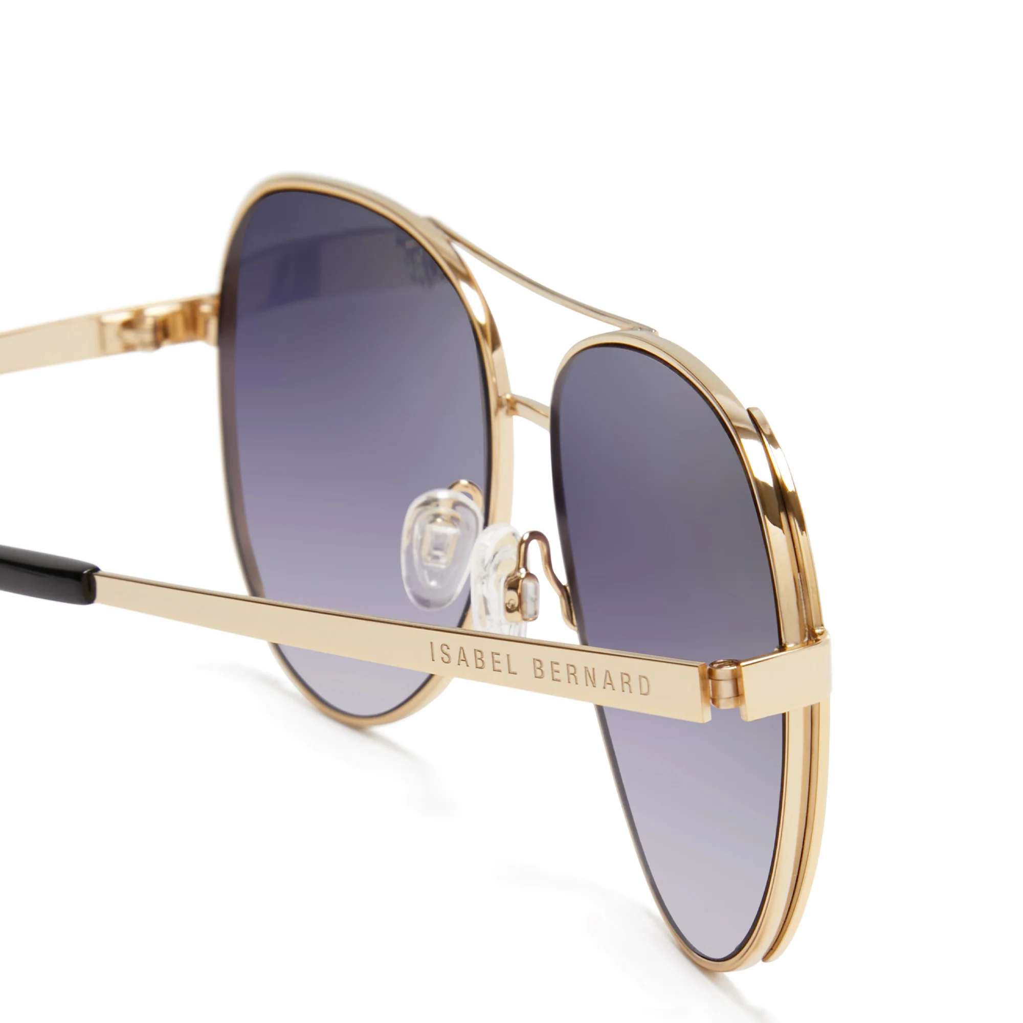 La Villette Ruby gold coloured aviator sunglasses with black lenses - Image 7