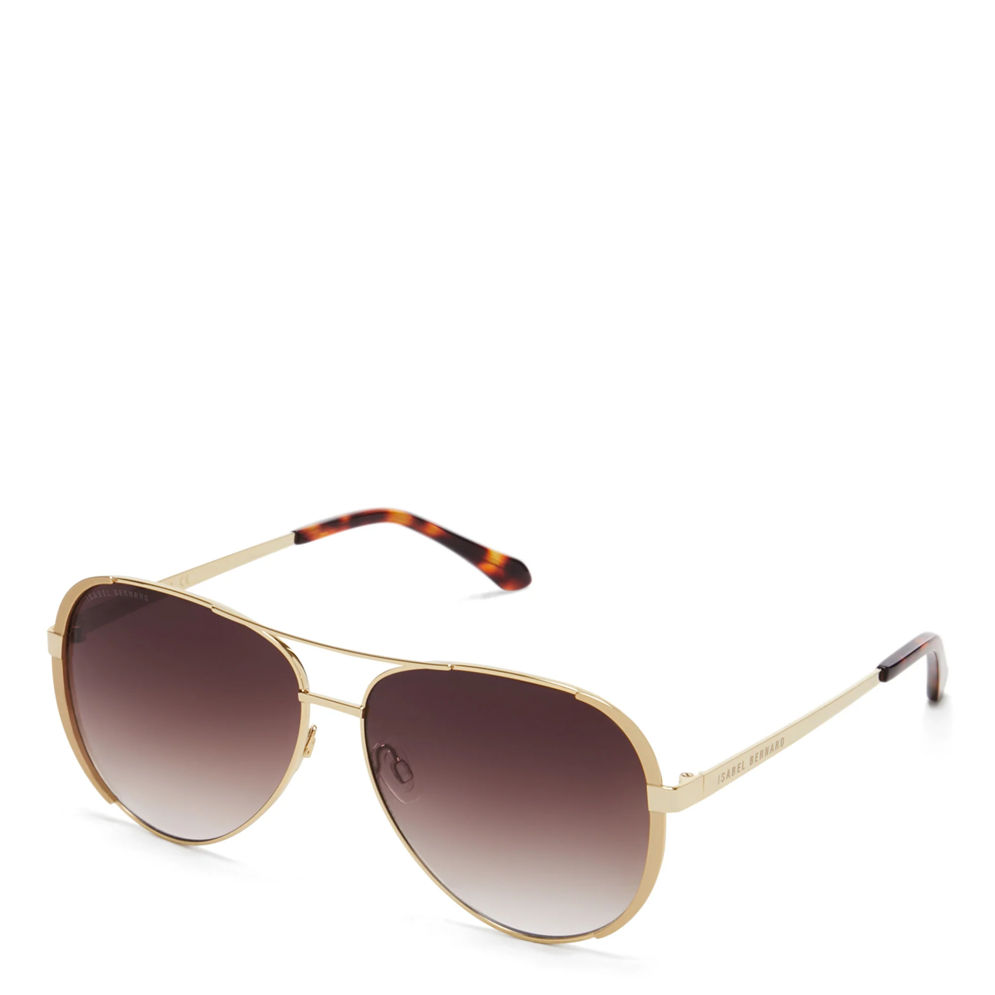La Villette Ruby gold coloured aviator sunglasses with brown lenses