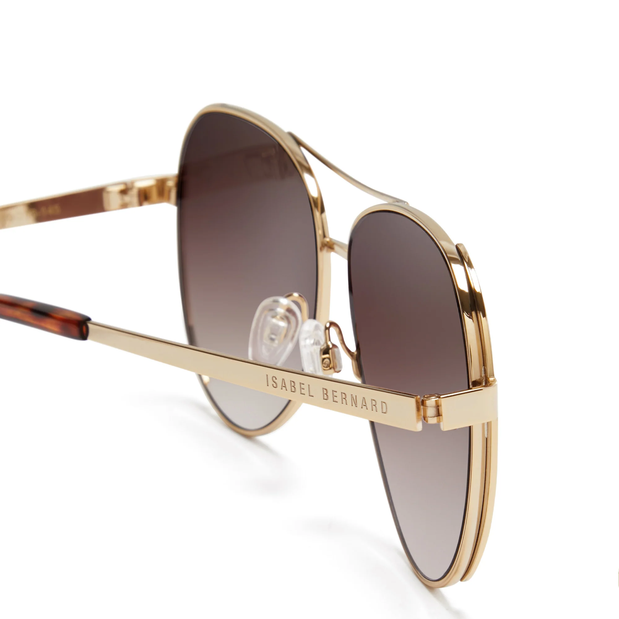 La Villette Ruby gold coloured aviator sunglasses with brown lenses - Image 7