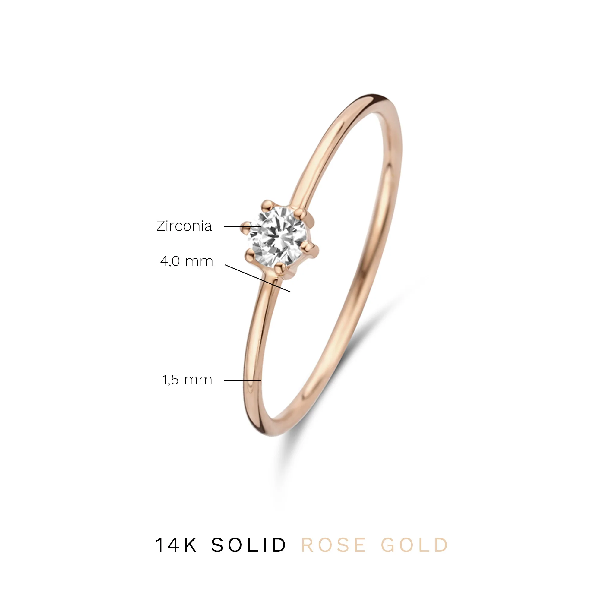 La Concorde Abelle 14 karat rose gold ring with zirconia stone - Image 6