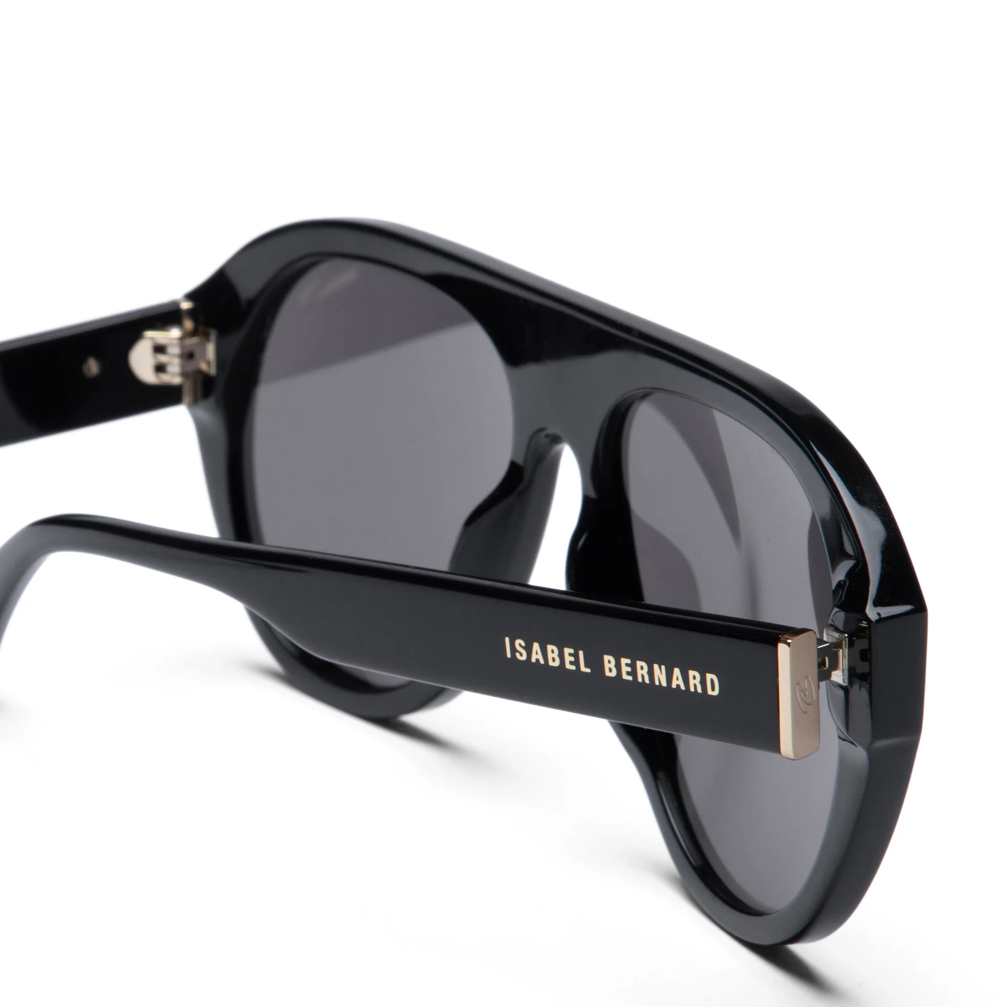 La Villette Mila black bold aviator sunglasses with black lenses - Image 7