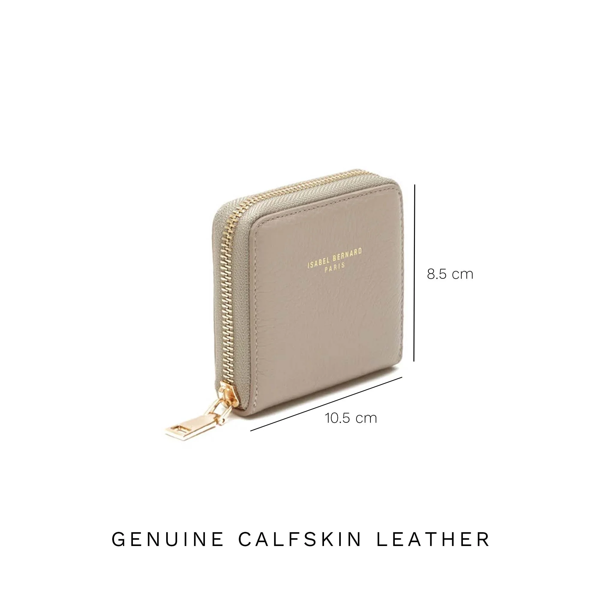 Honoré Jules taupe calfskin leather zipper wallet - Image 8